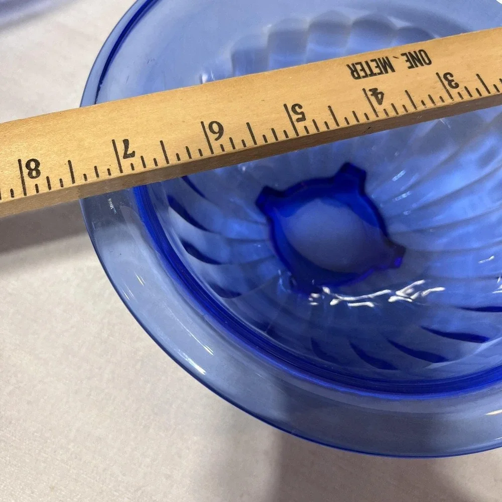 VTG Nest Of 4 Hazel Atlas PILLAR OPTIC Cobalt Blue Mixing Bowl Set